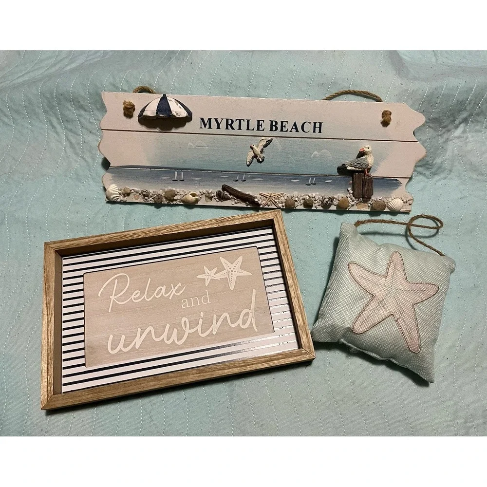 Lot of 3 Coastal‎ Myrtle Beach Themed Wall Hanging Decor